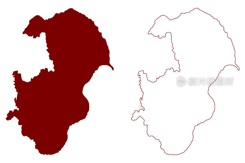 Papa Little island(大不列颠及北爱尔兰联合王国、苏格兰、设得兰群岛)地图矢量插图，涂鸦素描Papey Litla岛地图